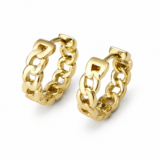 Kolczyki Cuban Hoop S925 Złote Damskie