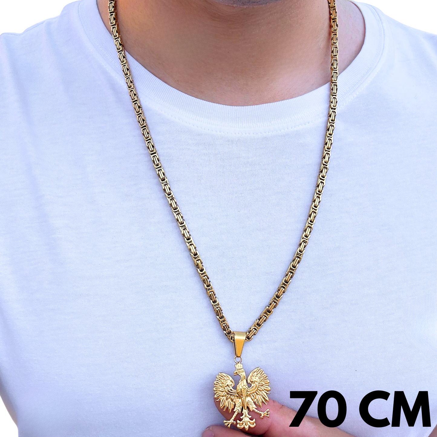 ZESTAW - Królewski Złoty 4mm + Zawieszka Orzeł Złota - PREORDER