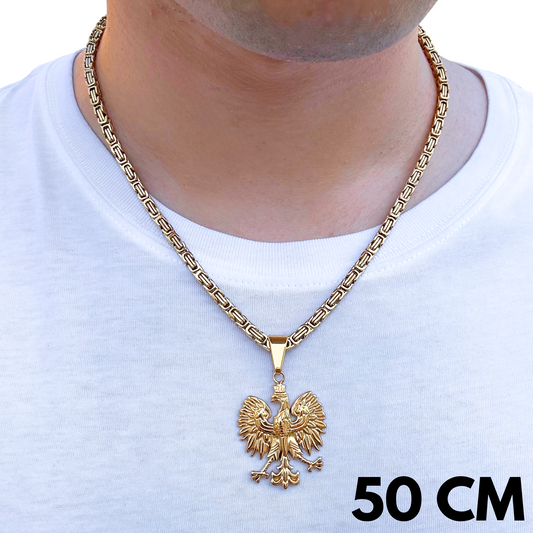 ZESTAW - Królewski Złoty 4mm + Zawieszka Orzeł Złota