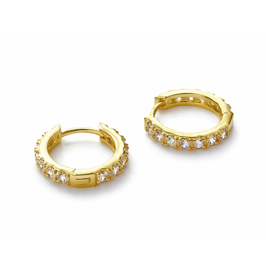 Kolczyki Diamond Hoop S925 Złote Damskie