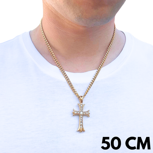 ZESTAW - Cuban Złoty 5mm + Zawieszka Medieval Cross Złota