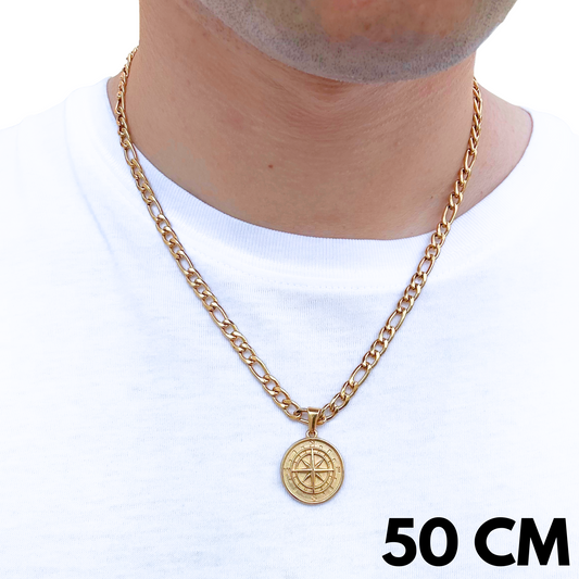 ZESTAW - Figaro 5 mm Złoty + Zawieszka Kompas Złota