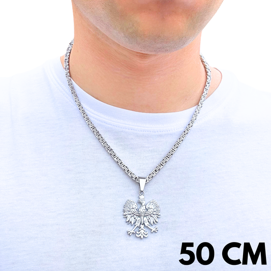 ZESTAW - Królewski 4mm + Zawieszka Orzeł Białe Złoto