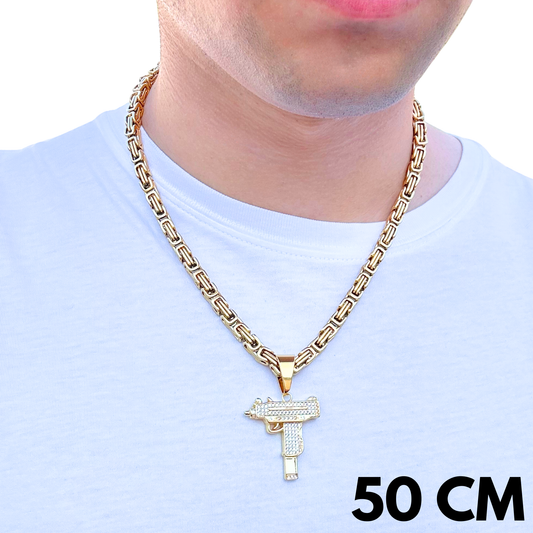 ZESTAW - Królewski Złoty 6mm + Zawieszka UZI Złota