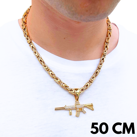 ZESTAW - Cesarski 6 mm Złoty + Zawieszka M4 Złota