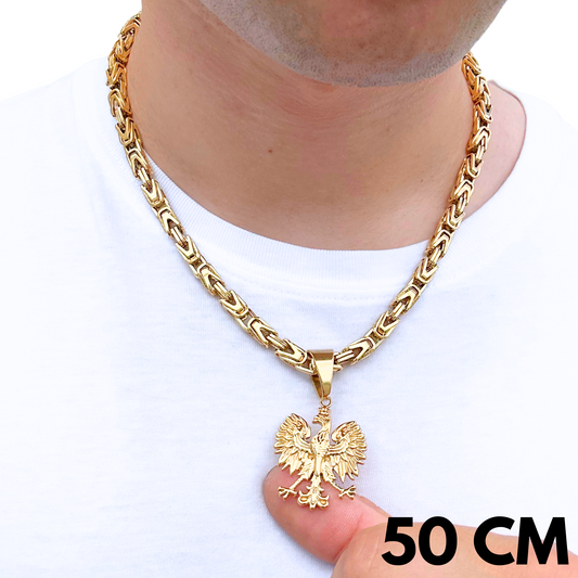 ZESTAW - Cesarski 6 mm Złoty + Zawieszka Orzeł Złota