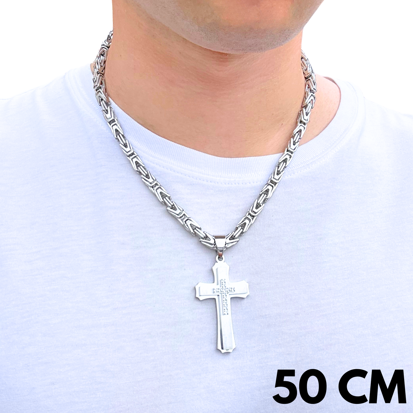 ZESTAW - Cesarski 6mm + Zawieszka Royal Cross Białe Złoto