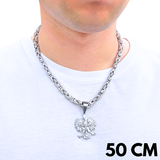 ZESTAW - Cesarski 6 mm + Zawieszka Orzeł Białe Złoto