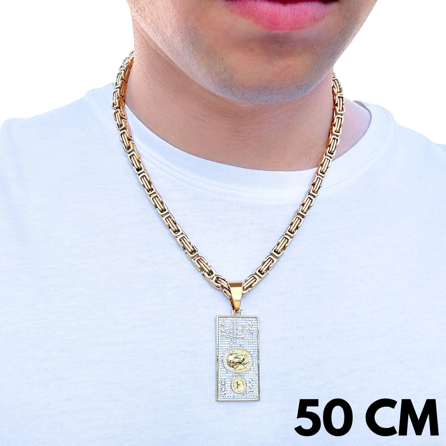 ZESTAW - Królewski Złoty 6mm + Zawieszka Dollar Złota
