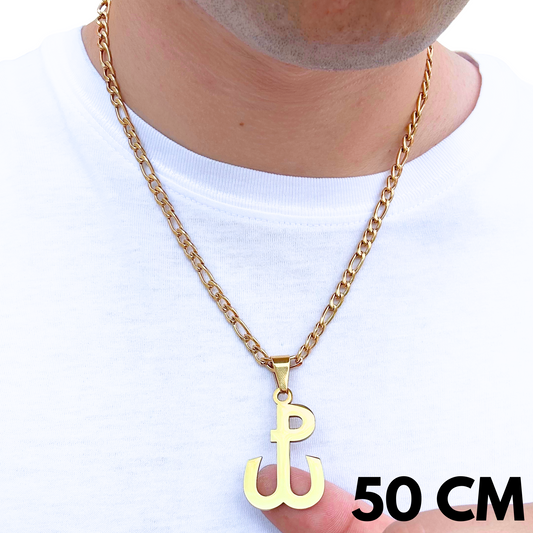 ZESTAW - Figaro 5 mm Złoty + Zawieszka Polska Walcząca Złota