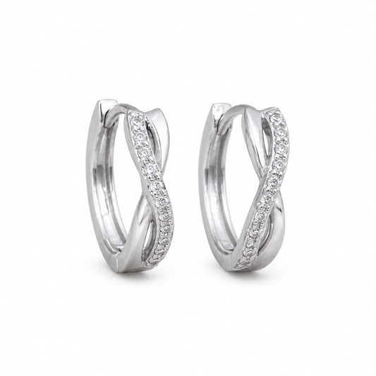 Kolczyki Crystal Infinity Hoop S925 Białe Złoto Damskie