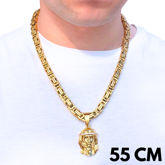 ZESTAW - Królewski Złoty 6mm + Zawieszka Jezus Diamond Złota