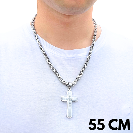 ZESTAW - Cesarski 6mm + Zawieszka Royal Cross Białe Złoto