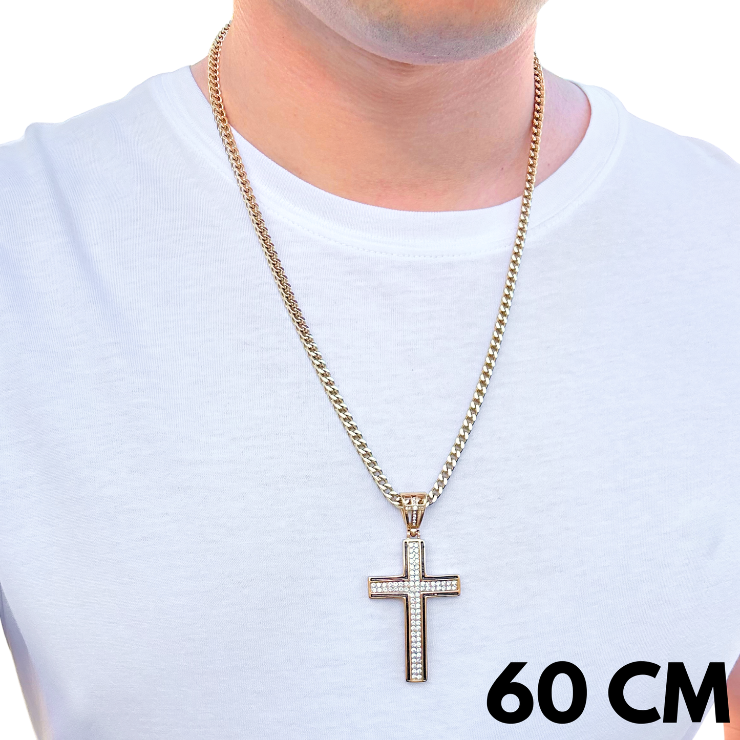 ZESTAW - Franco Złoty 4mm + Zawieszka Glory Cross Złota