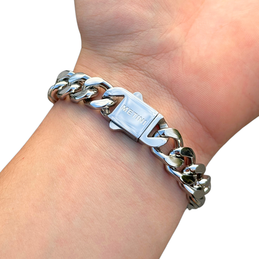 Bransoletka Cuban Białe Złoto - 12mm