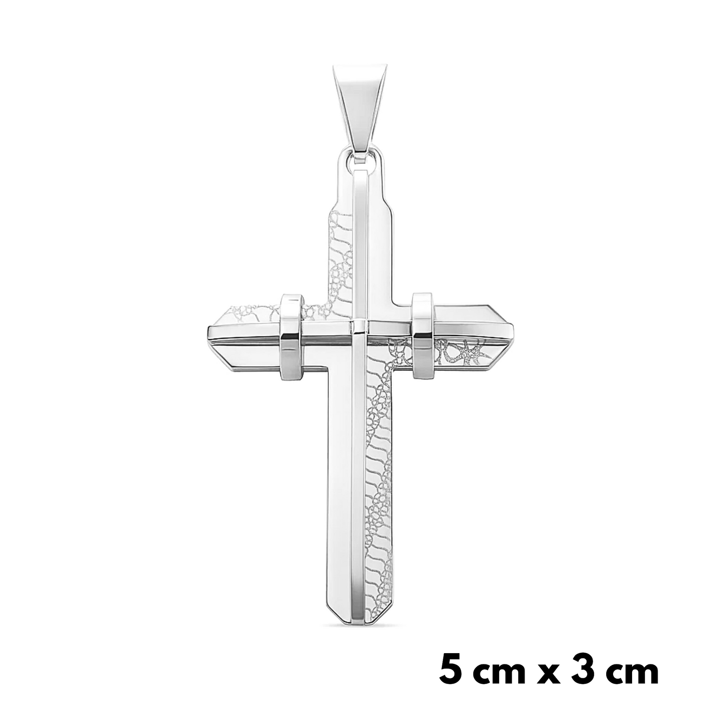 ZESTAW - Rope 4mm + Zawieszka Modern Cross Białe Złoto