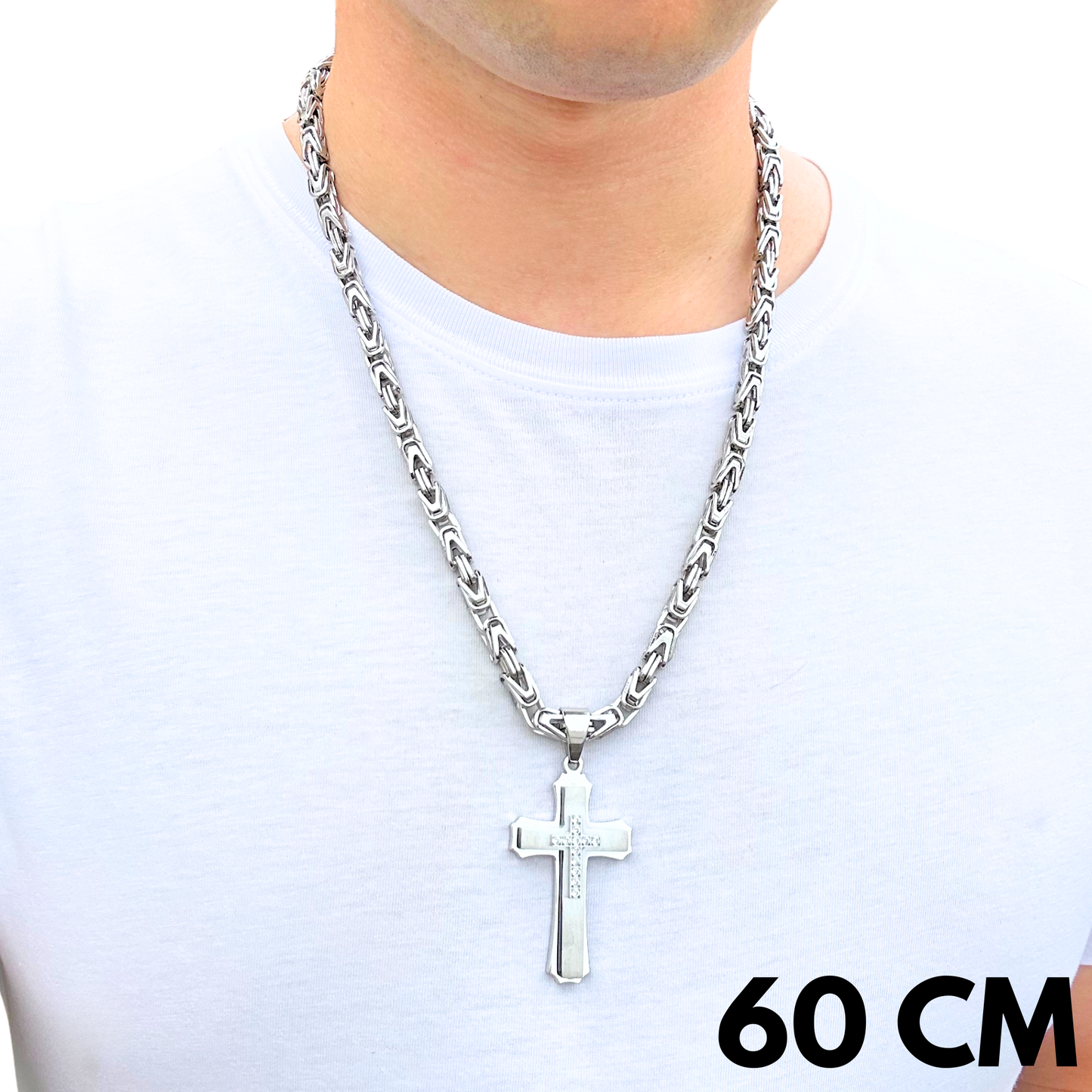ZESTAW - Cesarski 6mm + Zawieszka Royal Cross Białe Złoto