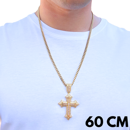 ZESTAW - Cuban Złoty 5mm + Zawieszka Classic Cross Złota