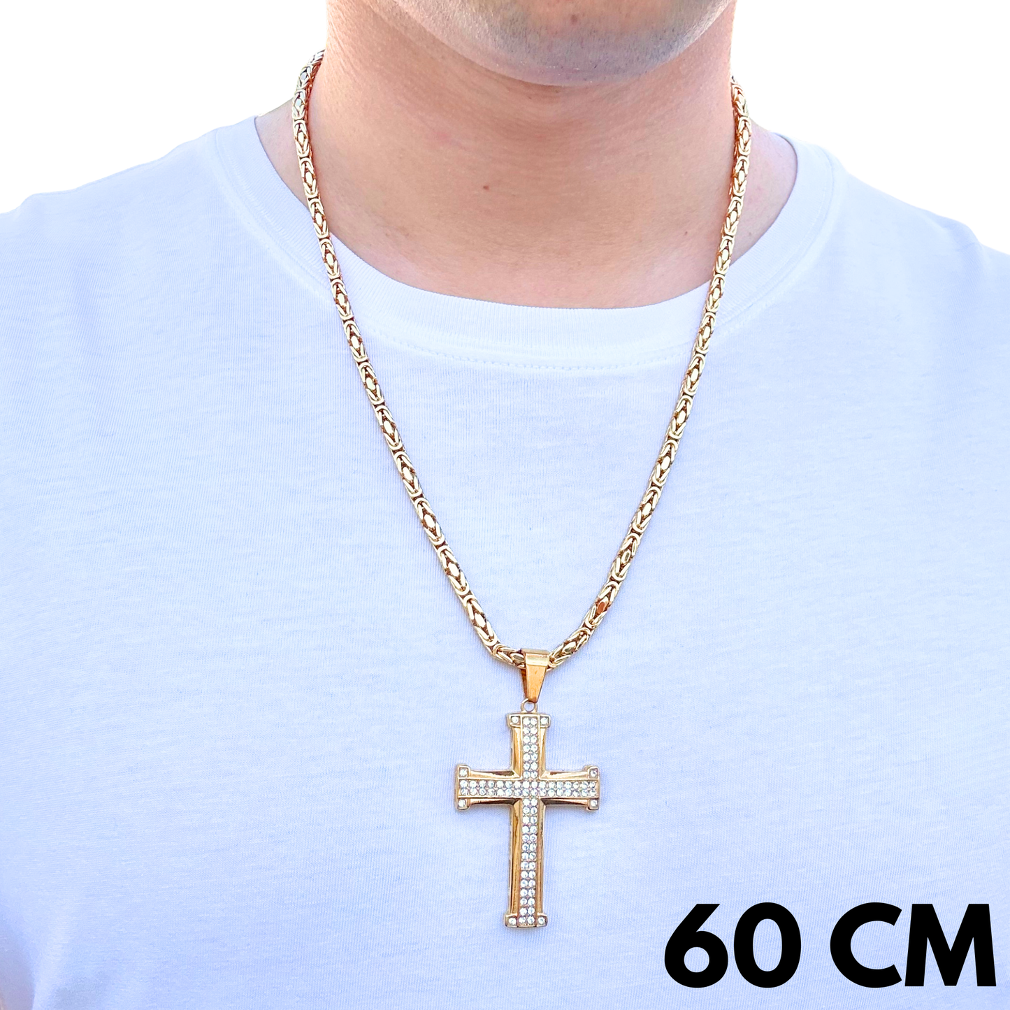 ZESTAW - Cesarski Złoty 4mm + Zawieszka Noble Cross Złota