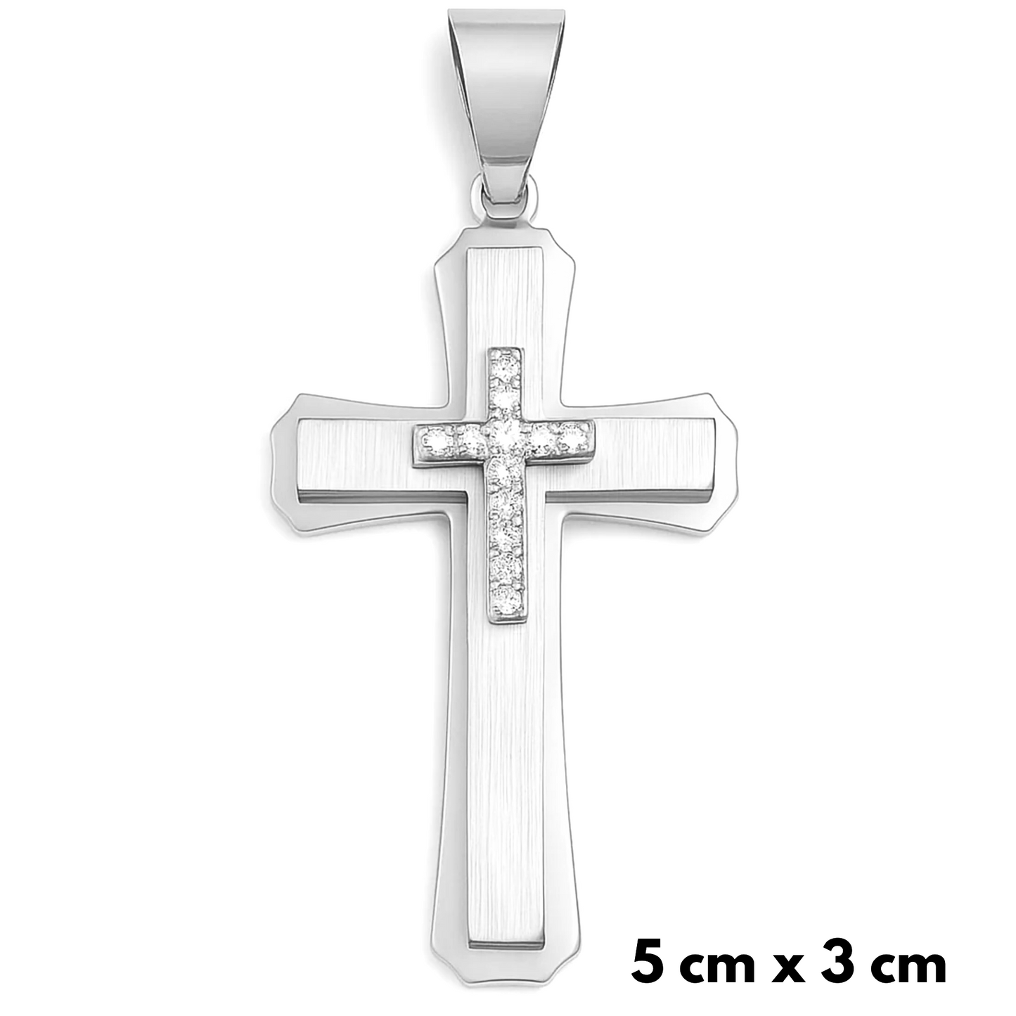 ZESTAW - Rope 4mm + Zawieszka Royal Cross Białe Złoto