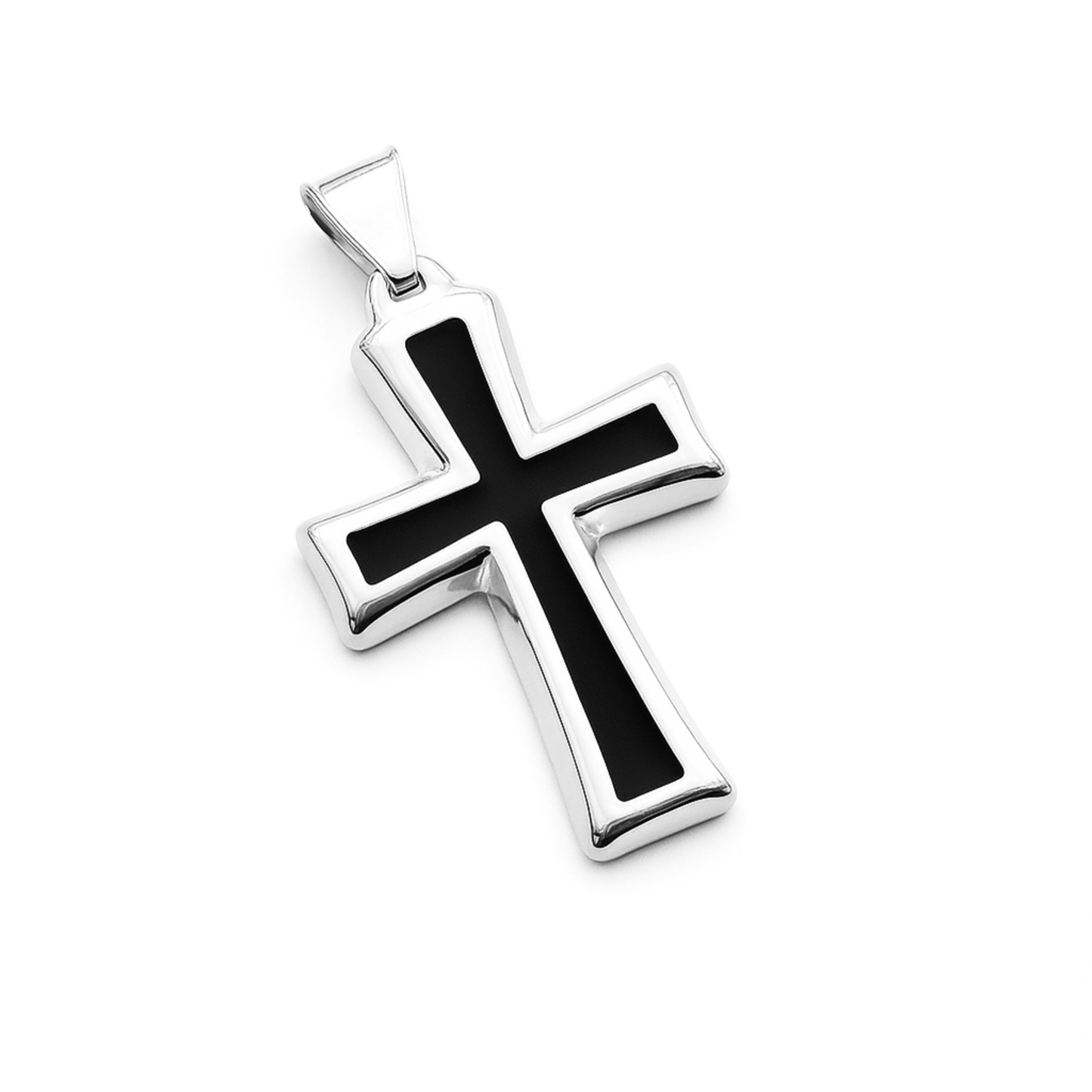 ZESTAW - Królewski 4mm + Zawieszka Black Cross Białe Złoto
