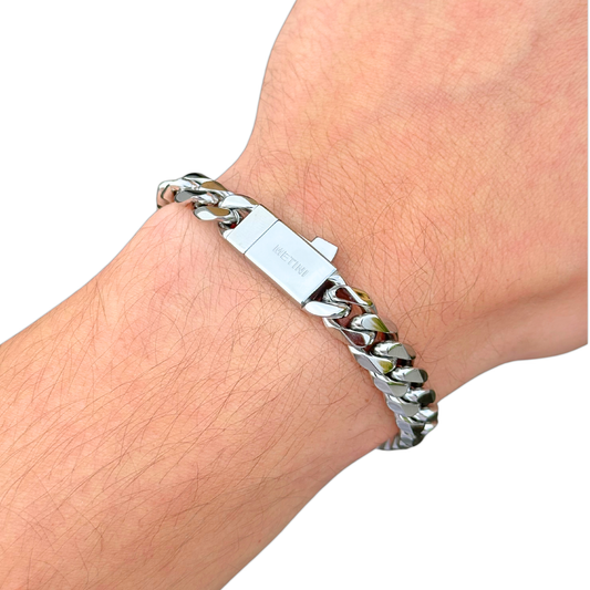 Bransoletka Cuban Białe Złoto - 10mm