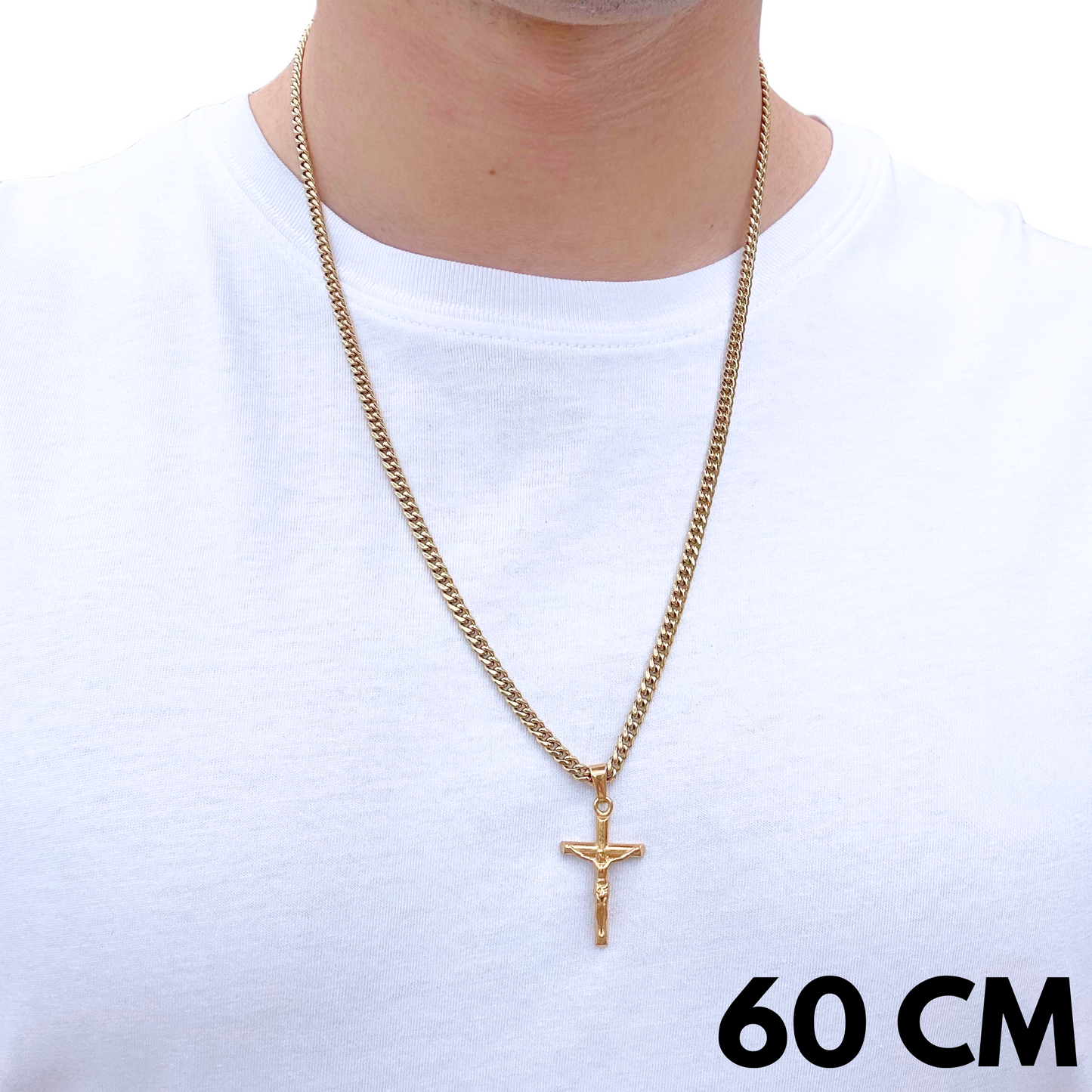 ZESTAW - Cuban Złoty 4mm + Zawieszka Crucifix Złota