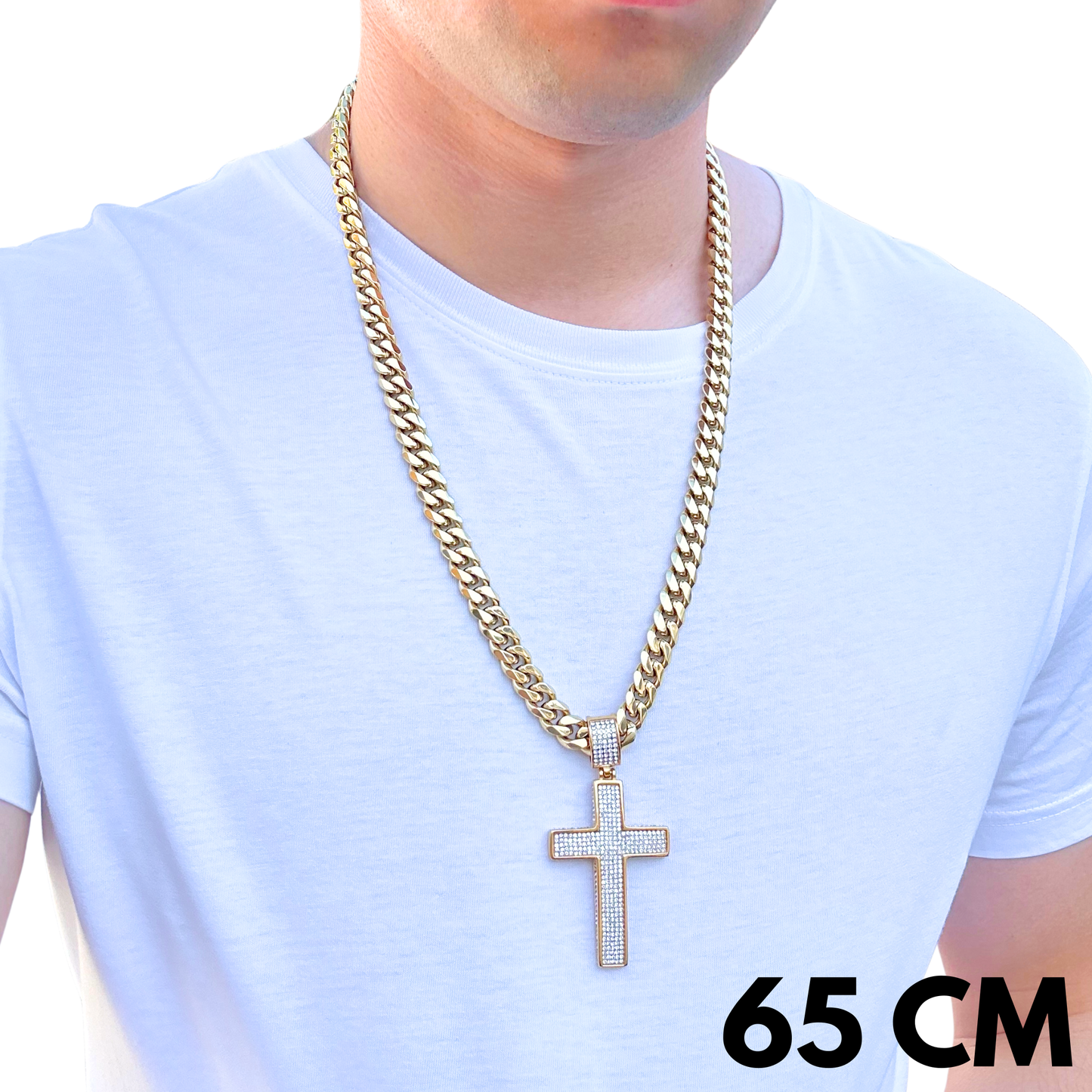 ZESTAW - Cuban Złoty 10mm + Zawieszka Unbroken Cross Złota