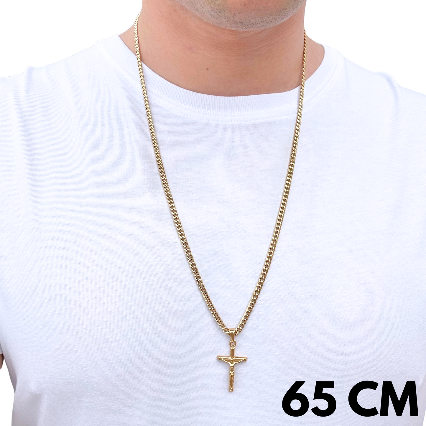 ZESTAW - Cuban Złoty 4mm + Zawieszka Crucifix Złota