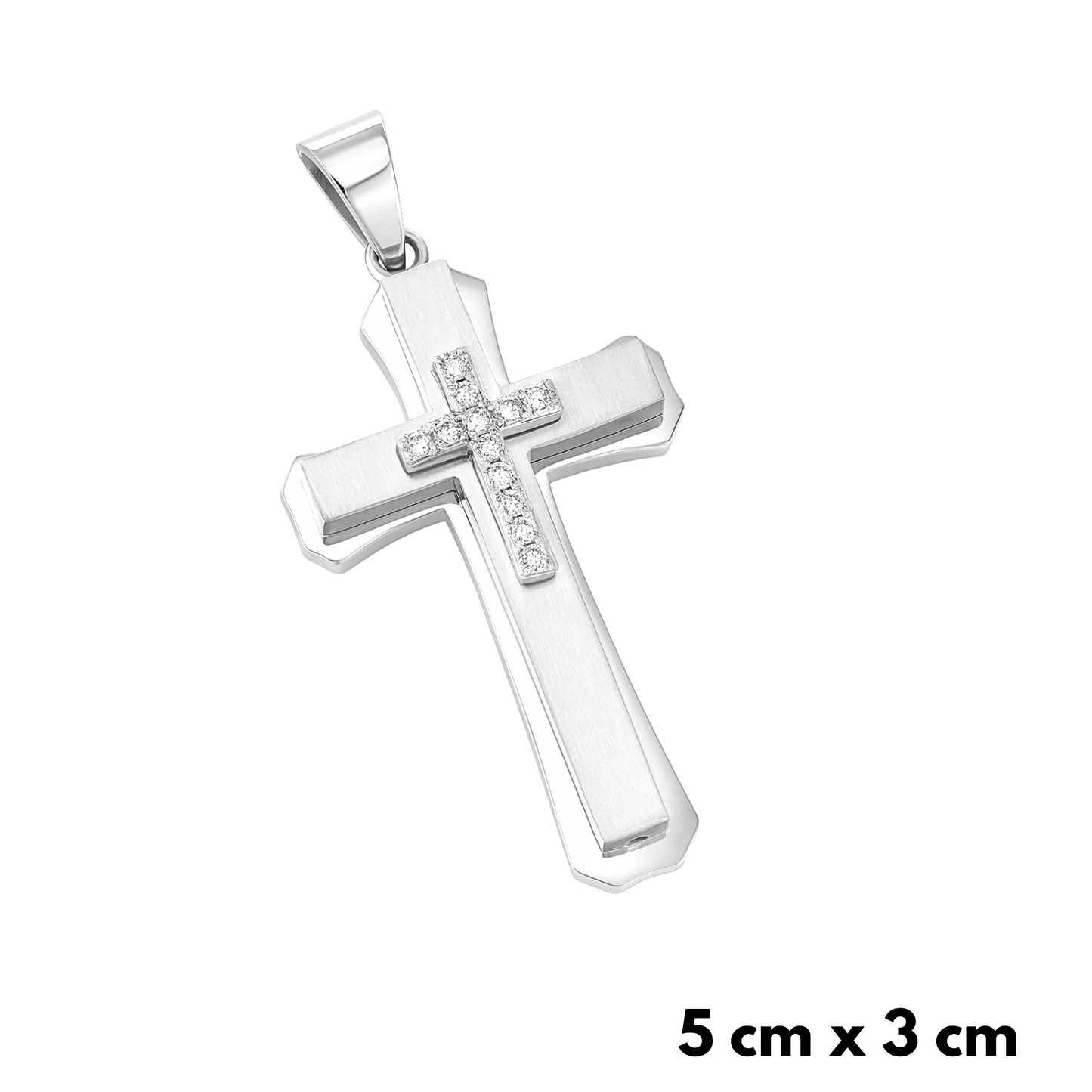 ZESTAW - Królewski 4mm + Zawieszka Royal Cross Białe Złoto