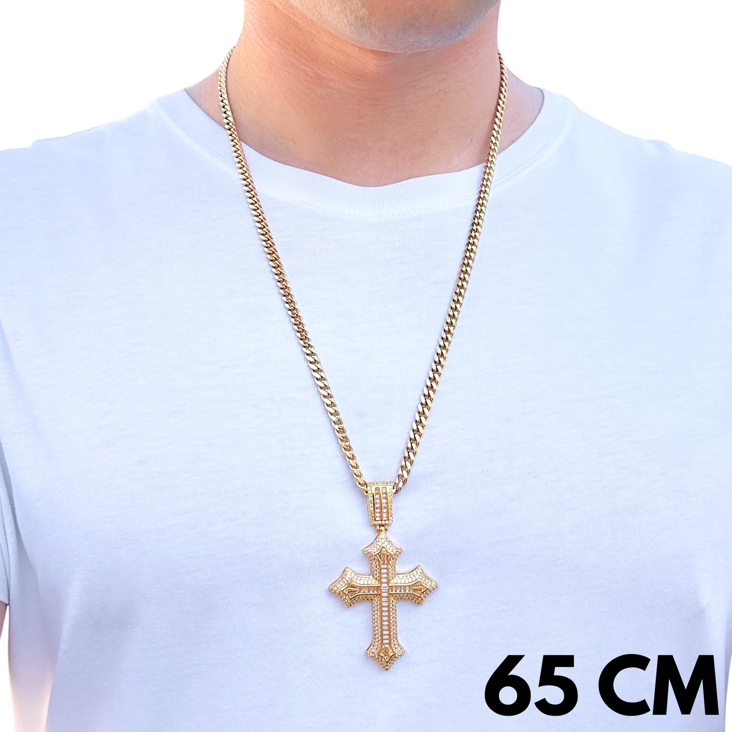 ZESTAW - Cuban Złoty 5mm + Zawieszka Classic Cross Złota
