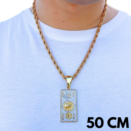 ZESTAW - Rope Złoty 6mm + Zawieszka Dollar Złota