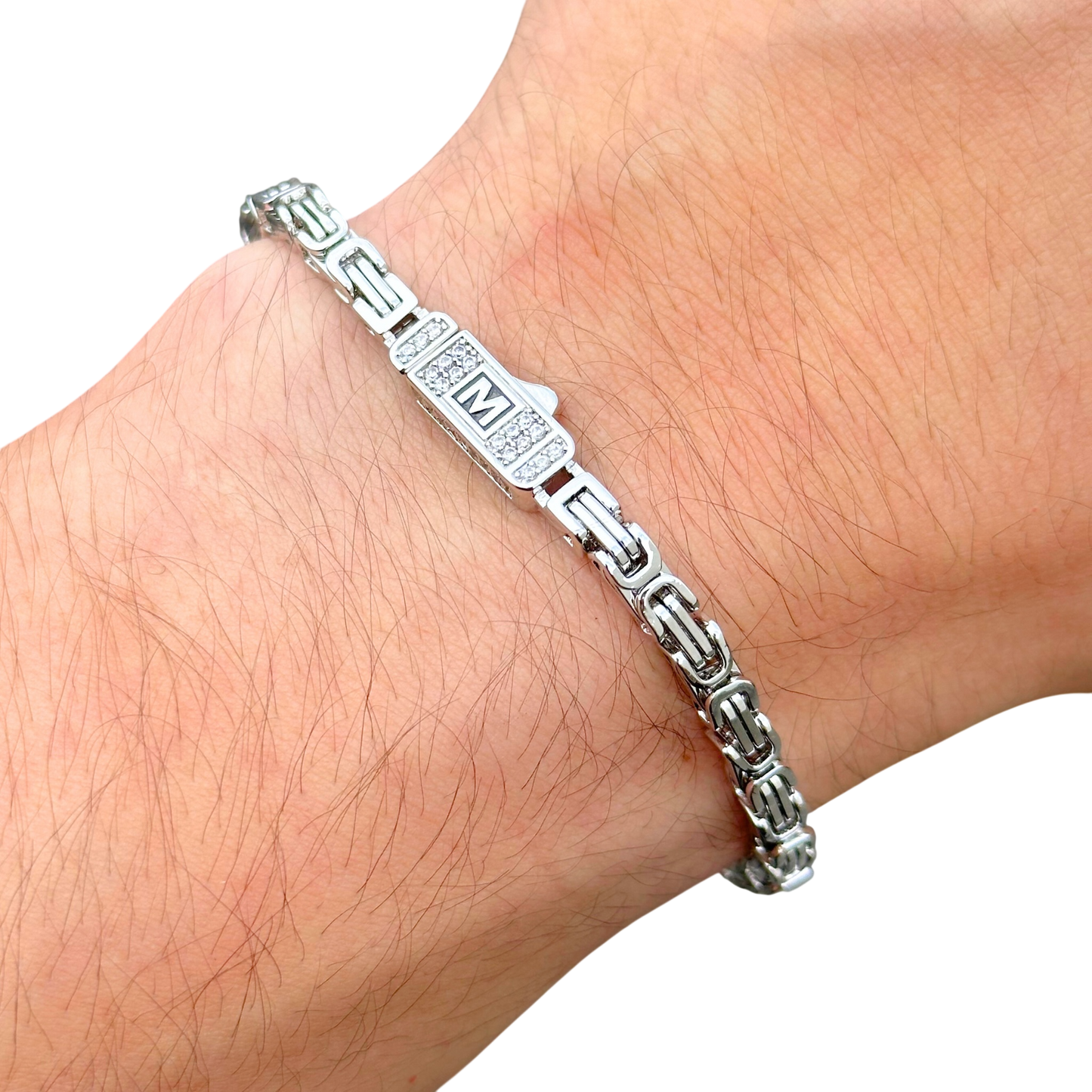 Bransoletka Królewska Białe Złoto - 4 mm