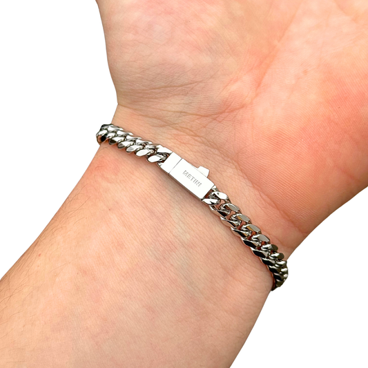 Bransoletka Cuban Białe Złoto - 6mm