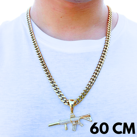 ZESTAW - Cuban Złoty 8mm + Zawieszka M4 Złota