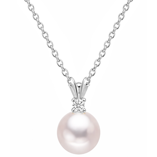 Naszyjnik Perła Naturalna 7.5 mm S925 Białe Złoto Damski