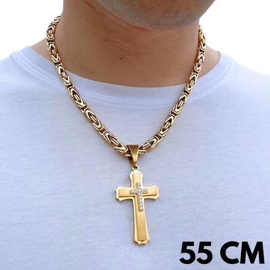 ZESTAW - Cesarski Złoty 6mm + Zawieszka Royal Cross Złota