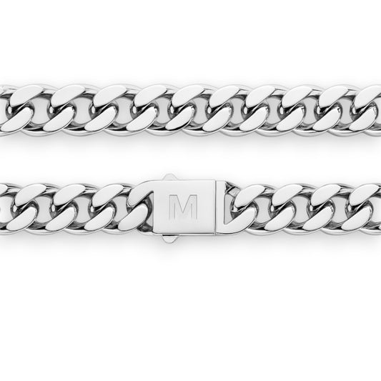 Łańcuch Cuban Białe Złoto - 14mm