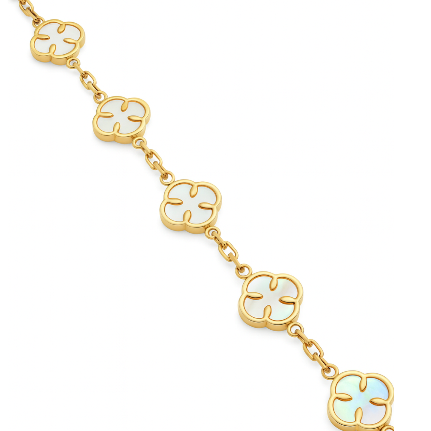 Bransoletka Koniczyna Damska Biała Złota