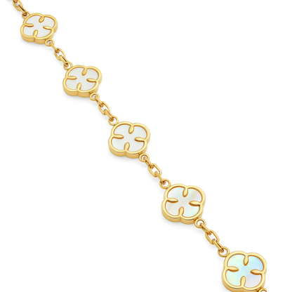 Bransoletka Koniczyna Damska Biała Złota