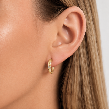 Kolczyki Solitaire Hoop S925 Złote Damskie