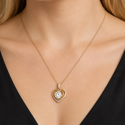 Naszyjnik Layered Heart z Moissanitem 3 karaty S925 Złoty Damski