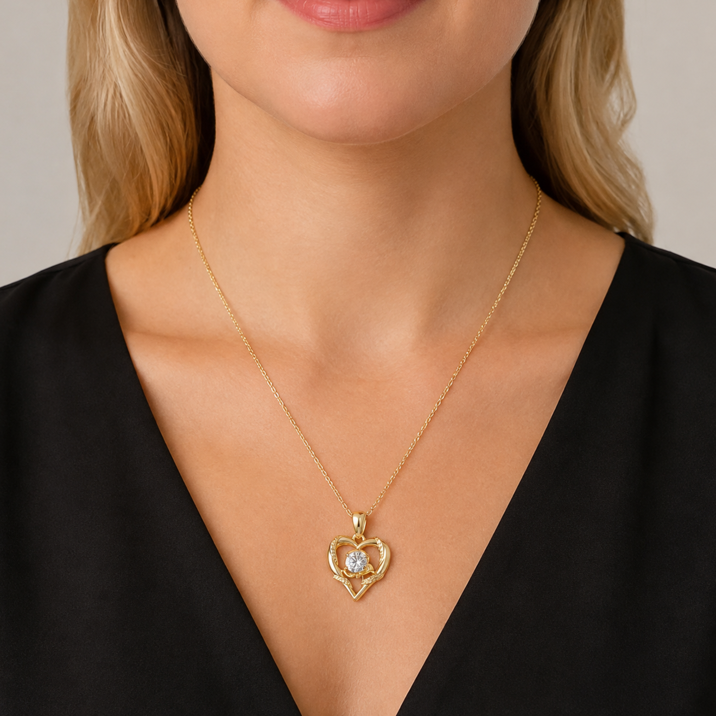 Naszyjnik Linea Heart z Moissanitem 1 karat S925 Złoty Damski