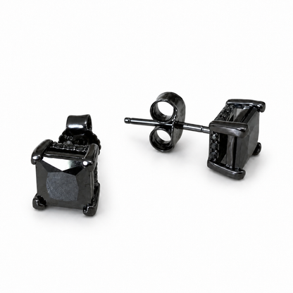 Kolczyki Black Square S925 Czarne Damskie