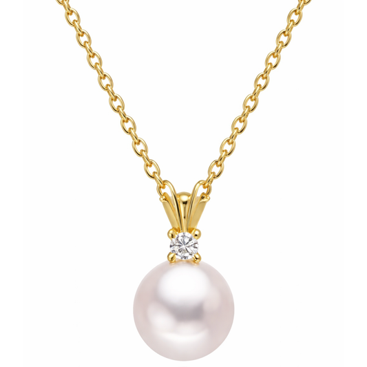 Naszyjnik Perła Naturalna 7.5 mm S925 Złoty Damski
