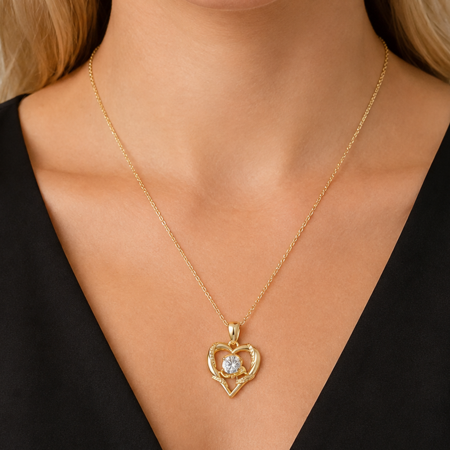 Naszyjnik Linea Heart z Moissanitem 1 karat S925 Złoty Damski