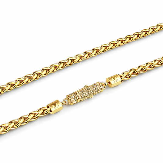 Łańcuch Pszenny Złoty Damski - 6mm