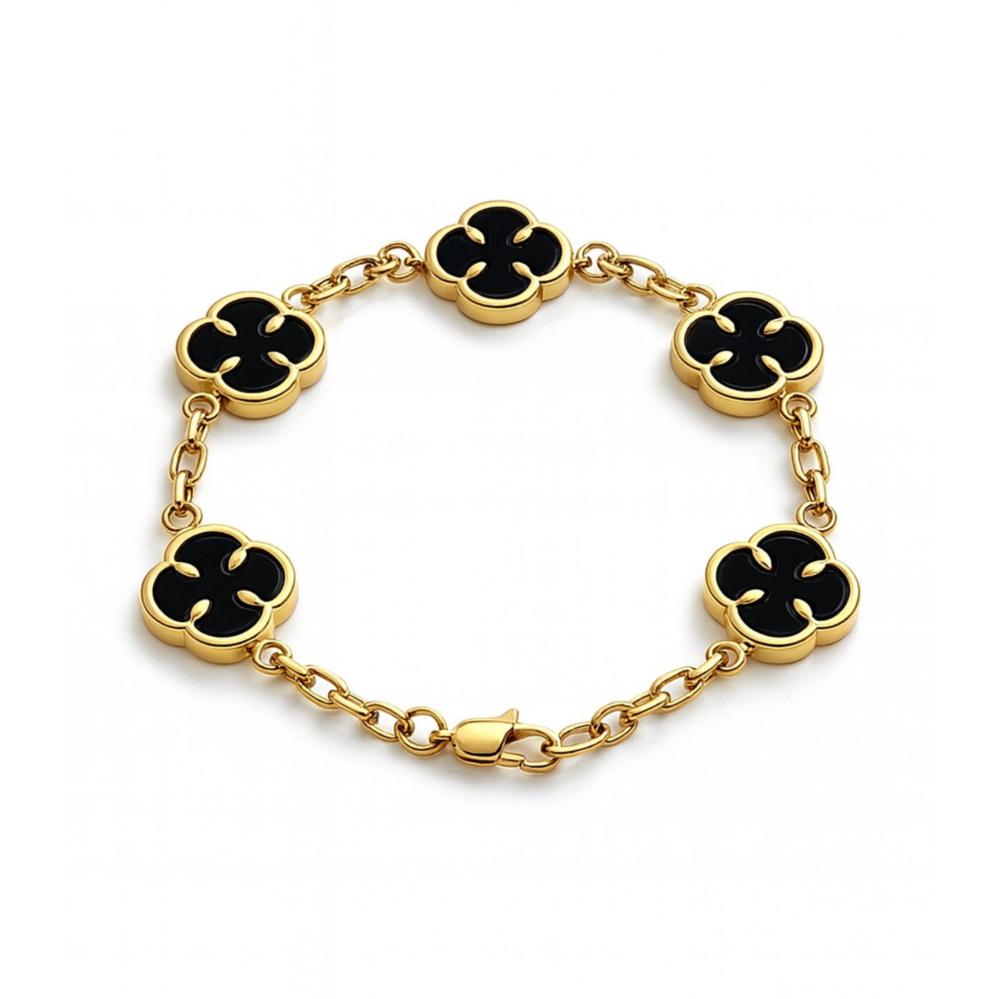 Bransoletka Koniczyna Damska Czarna Złota