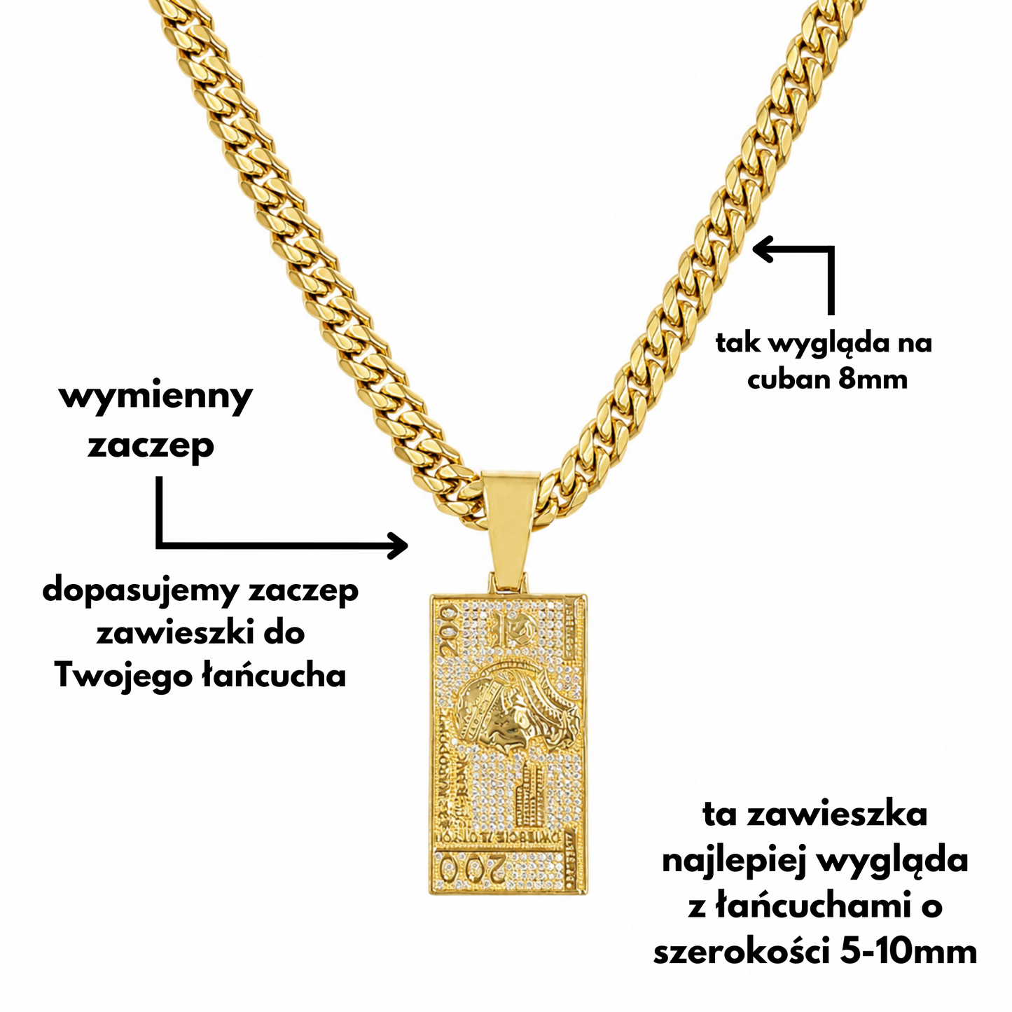 Zawieszka Banknot 200zł Złota