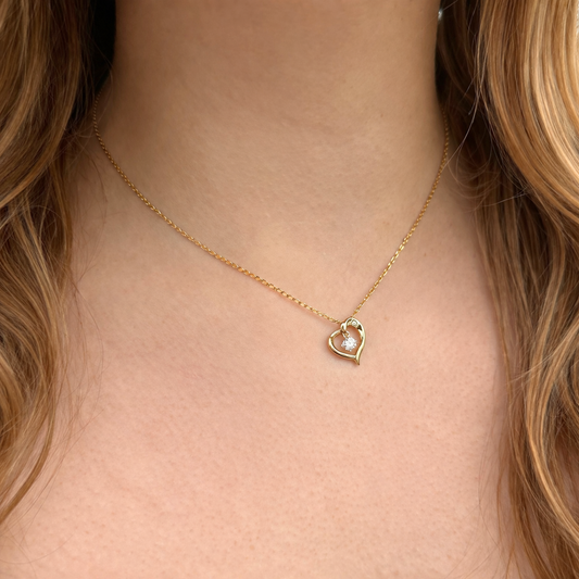 Naszyjnik Serce z Moissanitem S925 Złoty Damski